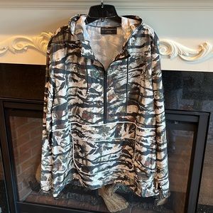 Anorak Camo Lightweight Pullover Hoodie Long Sleeve Mens Large Zip Neck Womens